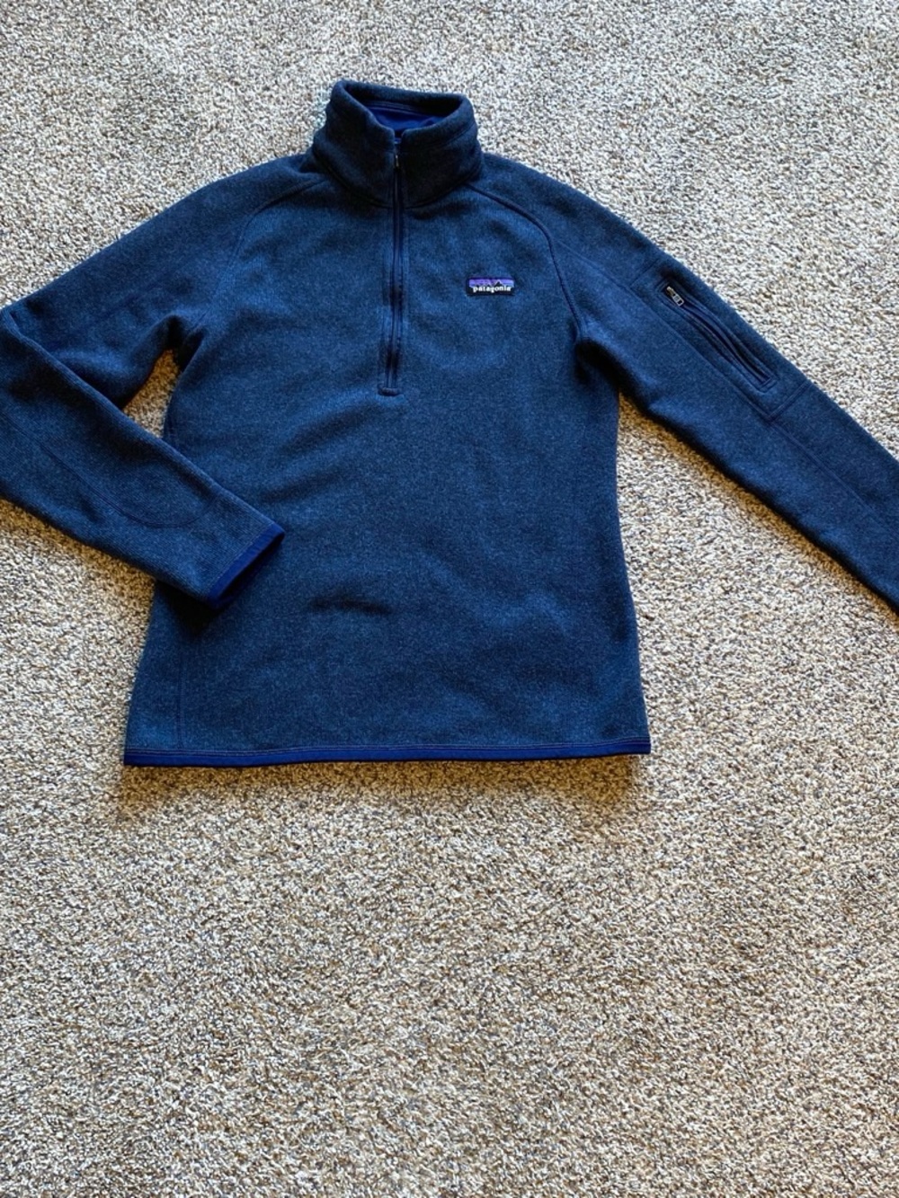 Patagonia Women's Navy Quarter Zip Fleece Turtleneck Pullover Size Medium
